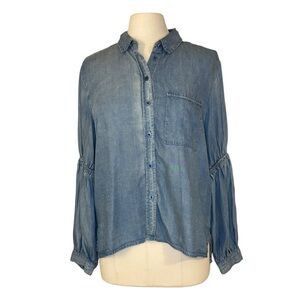 Velvet Heart | Chambray Button Down Balloon Sleeve Shirt | Small